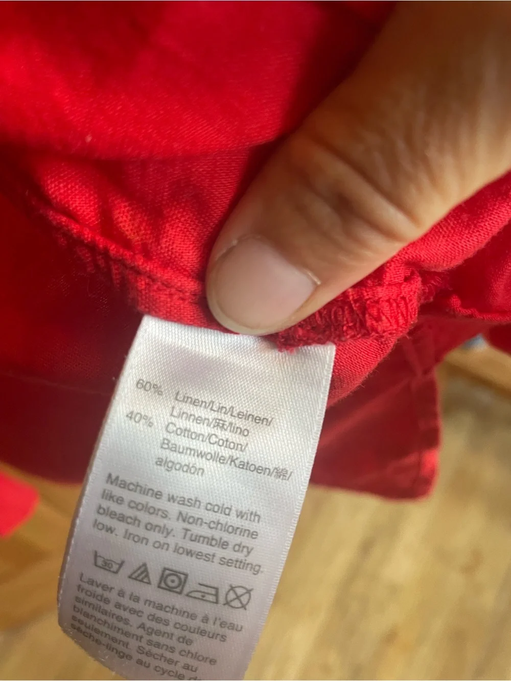 Red Women's Midi Shirt Dress - Classic Button Front, Linen and Cotton, Sz S